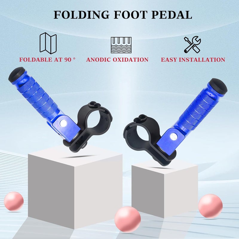 JXPANG M8 Motorcycle CNC Aluminum 90 Degree Folding Rearsets Folded Motorbike Footrest Bicycle Footpegs Foot Pegs Pedal Universal (Blue) - Image 4